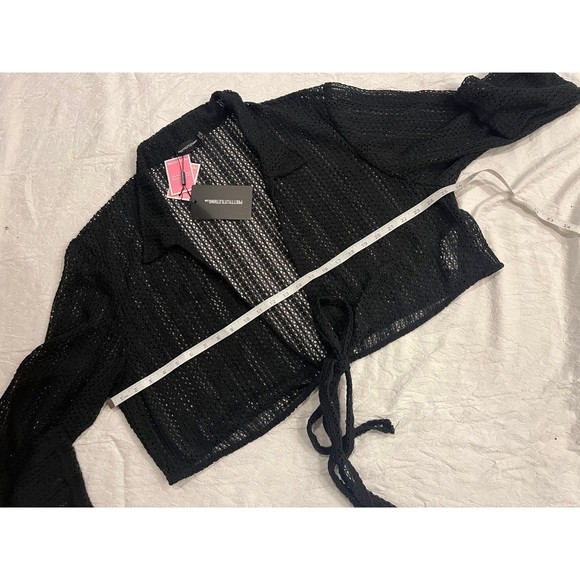 Black cut out crotchet cover up crop beach top by Prettylittlething XXL BNWT - Picture 4 of 9